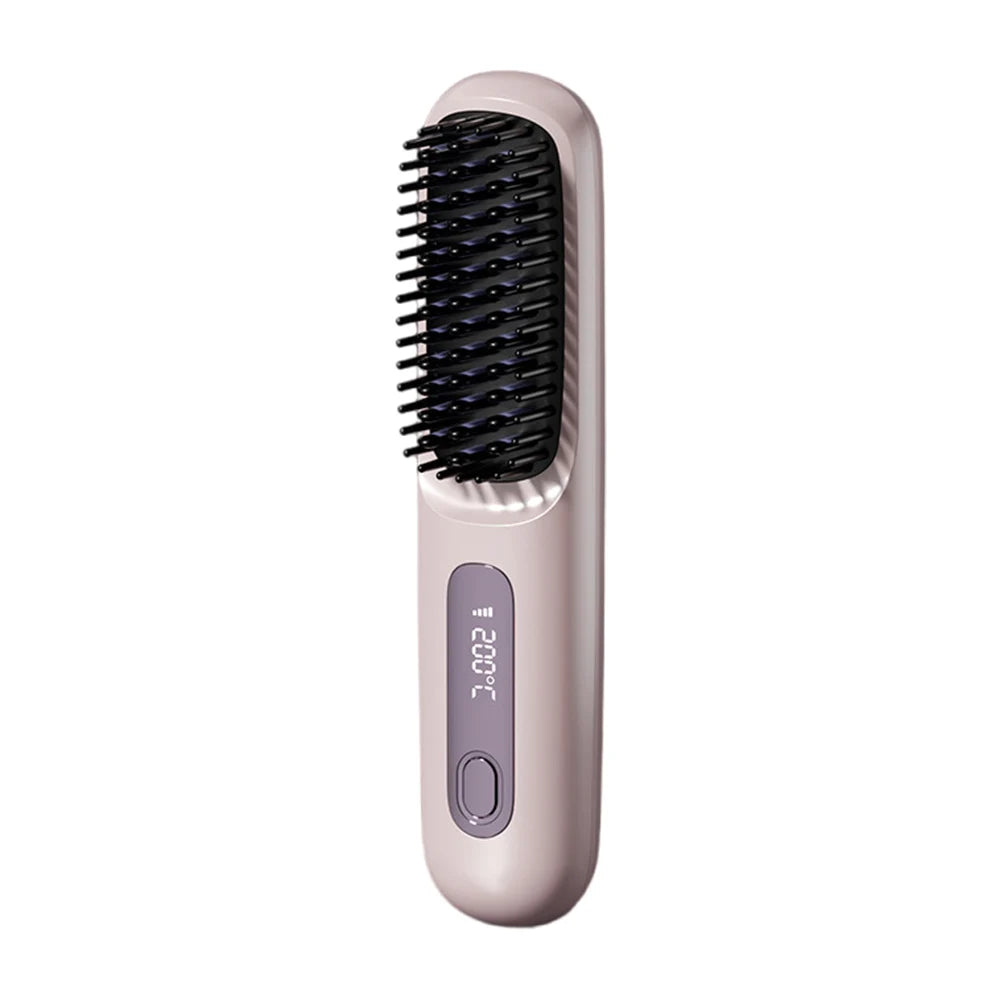 Cordless Hair Straightener Brush- brosse lisseur with 3 Setting LED Temperature 160-200C°