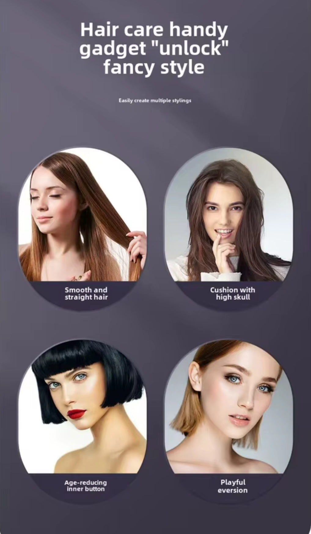 Cordless Hair Straightener Brush- brosse lisseur with 3 Setting LED Temperature 160-200C°