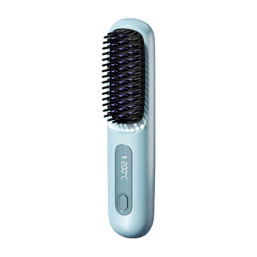 Cordless Hair Straightener Brush- brosse lisseur with 3 Setting LED Temperature 160-200C°