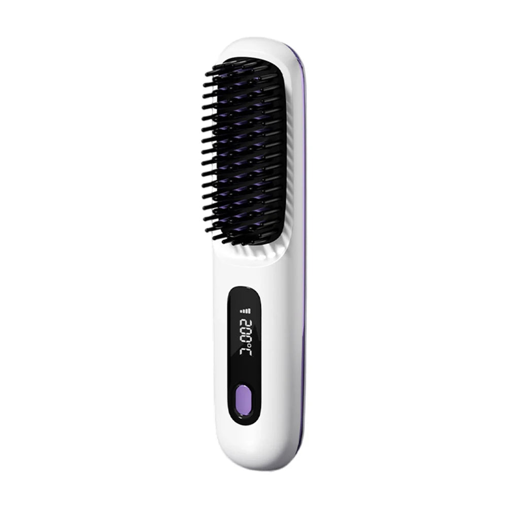 Cordless Hair Straightener Brush- brosse lisseur with 3 Setting LED Temperature 160-200C°